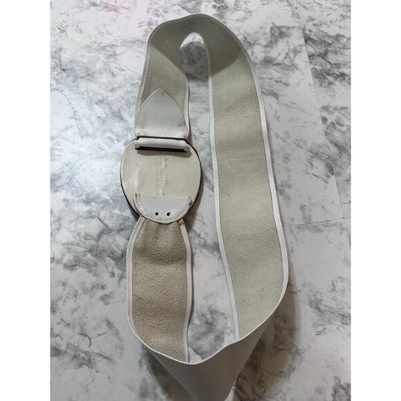 Vintage 70s/80’s Genuine Peacock Feather Leather White Belt O/S ART. 9160 Taiwan - Picture 6 of 9